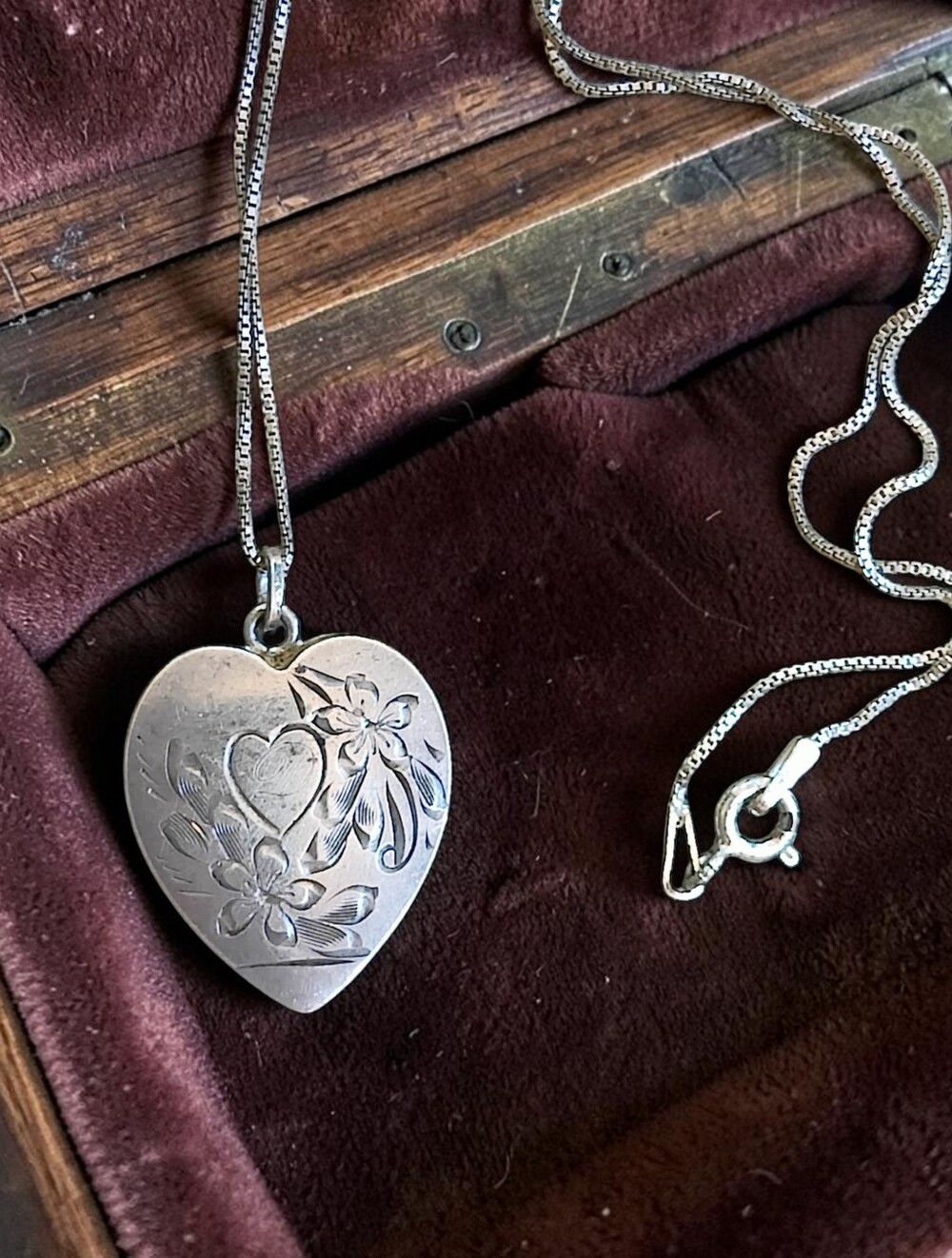 Antique Sterling Silver Locket Necklace